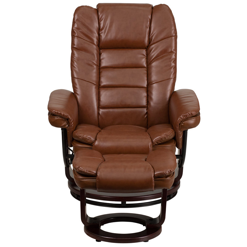 Brown Leather Recliner & Ottoman BT-7818