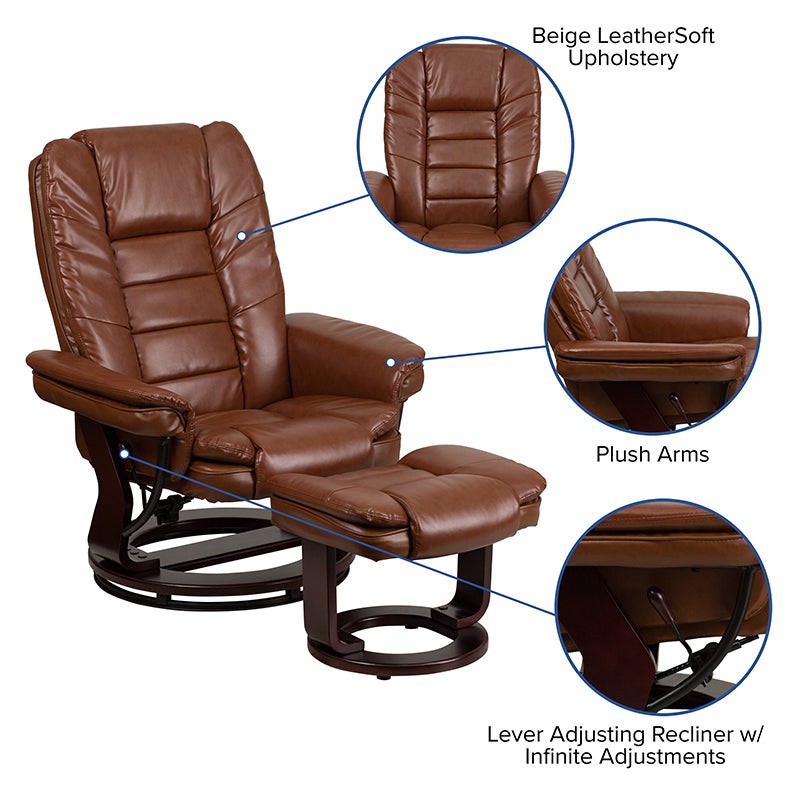 Brown Leather Recliner & Ottoman BT-7818