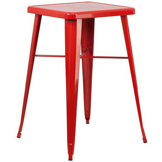 23.75SQ Red Metal Bar Table CH-31330-RED-GG