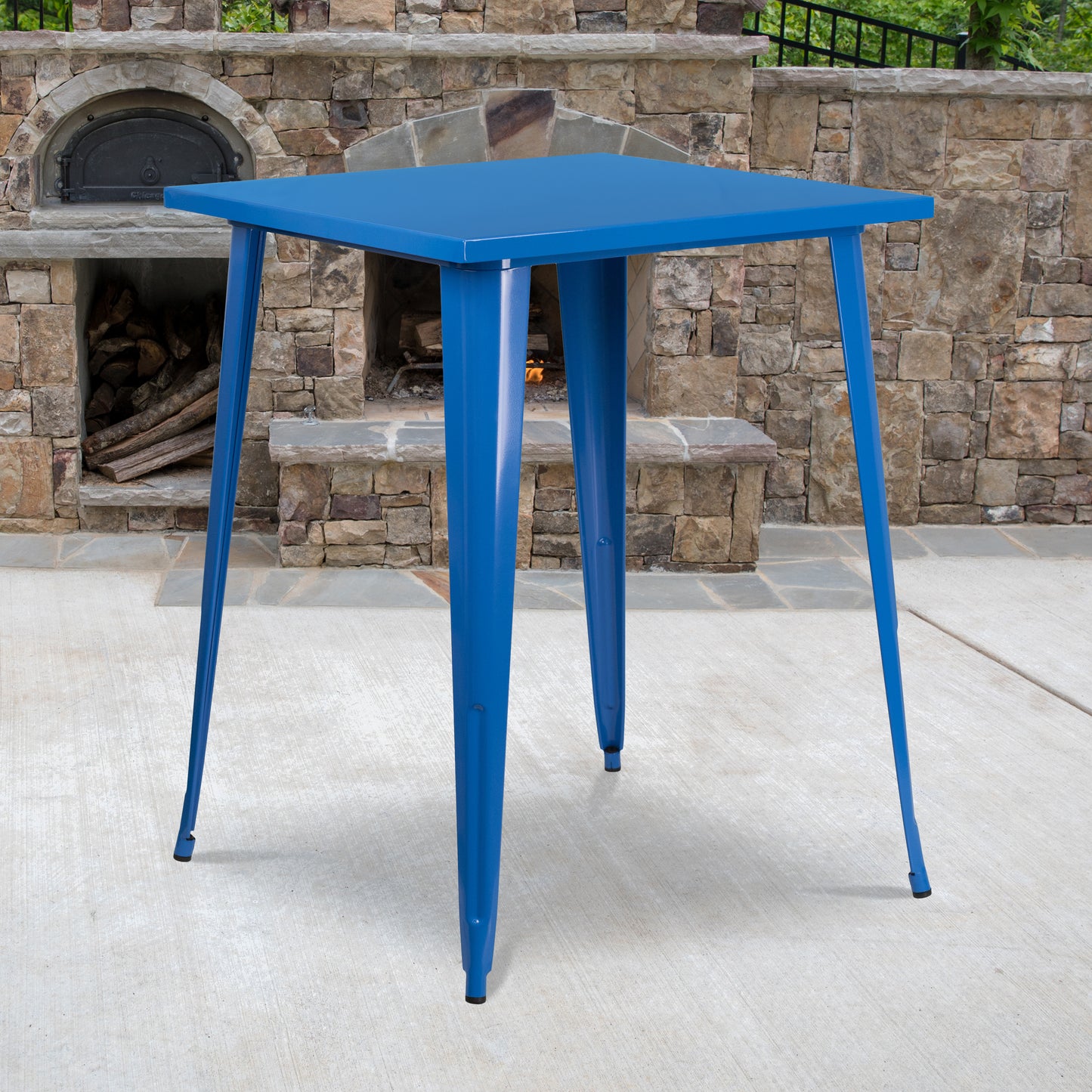 31.5SQ Blue Metal Bar Table CH-51040-40-BL-GG