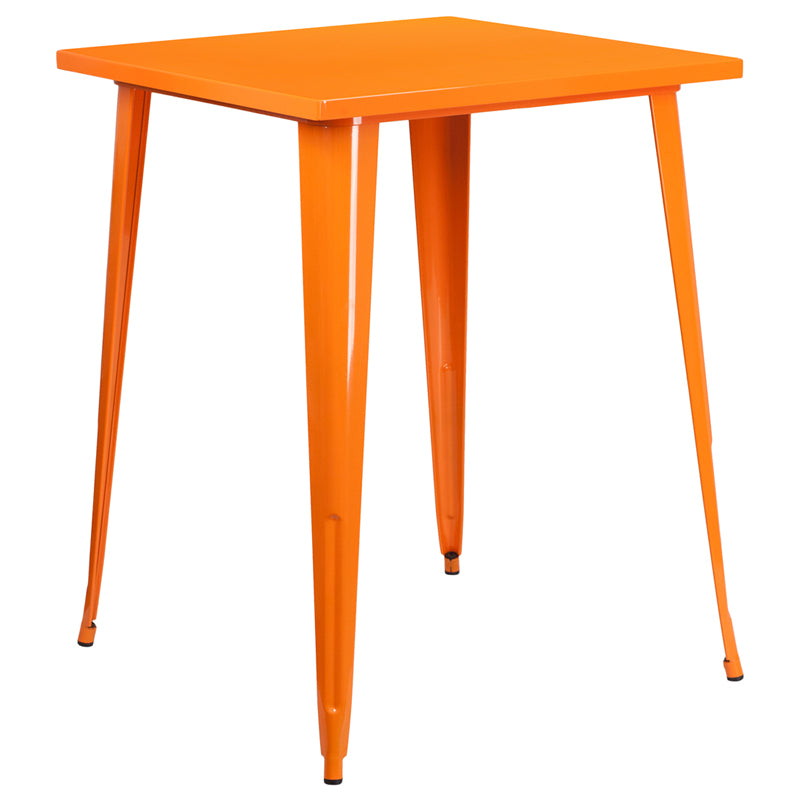 31.5SQ Orange Metal Bar Table CH-51040-40-OR-GG