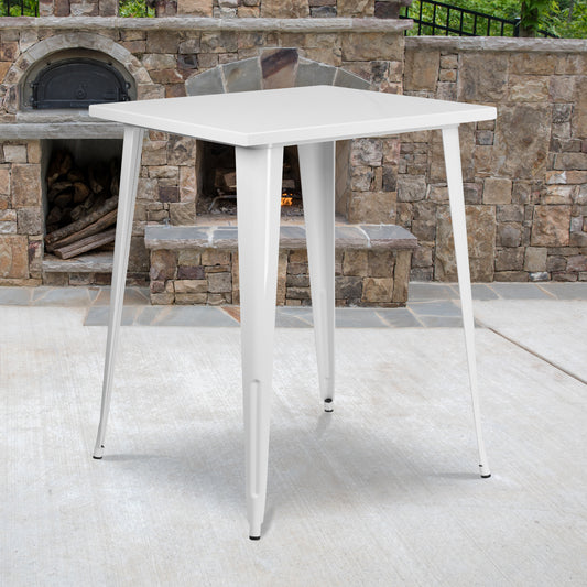 31.5SQ White Metal Bar Table CH-51040-40-WH-GG