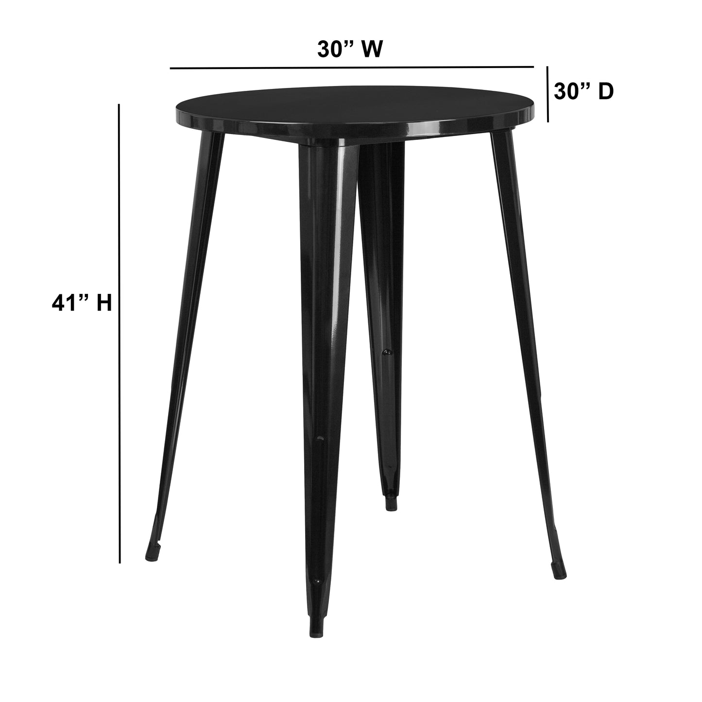 30RD Black Metal Bar Table CH-51090-40-BK-GG