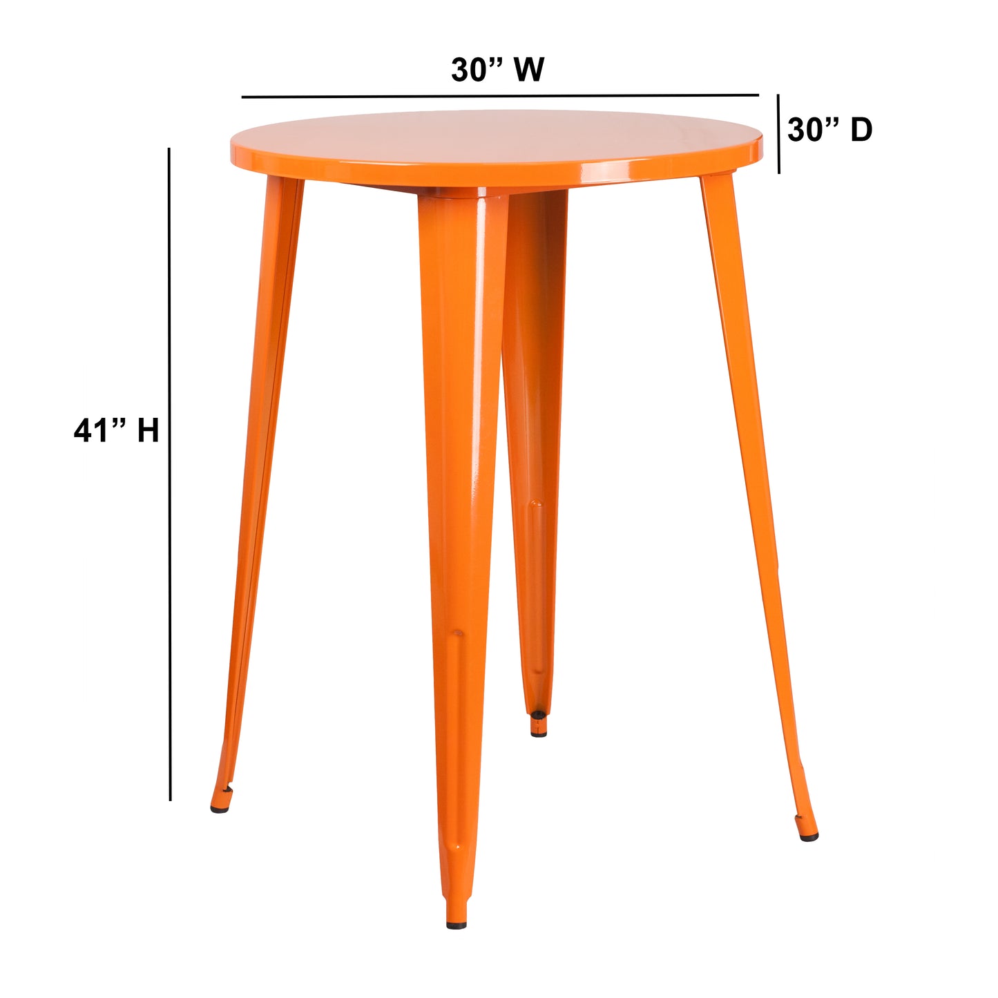 30RD Orange Metal Bar Table CH-51090-40-OR-GG