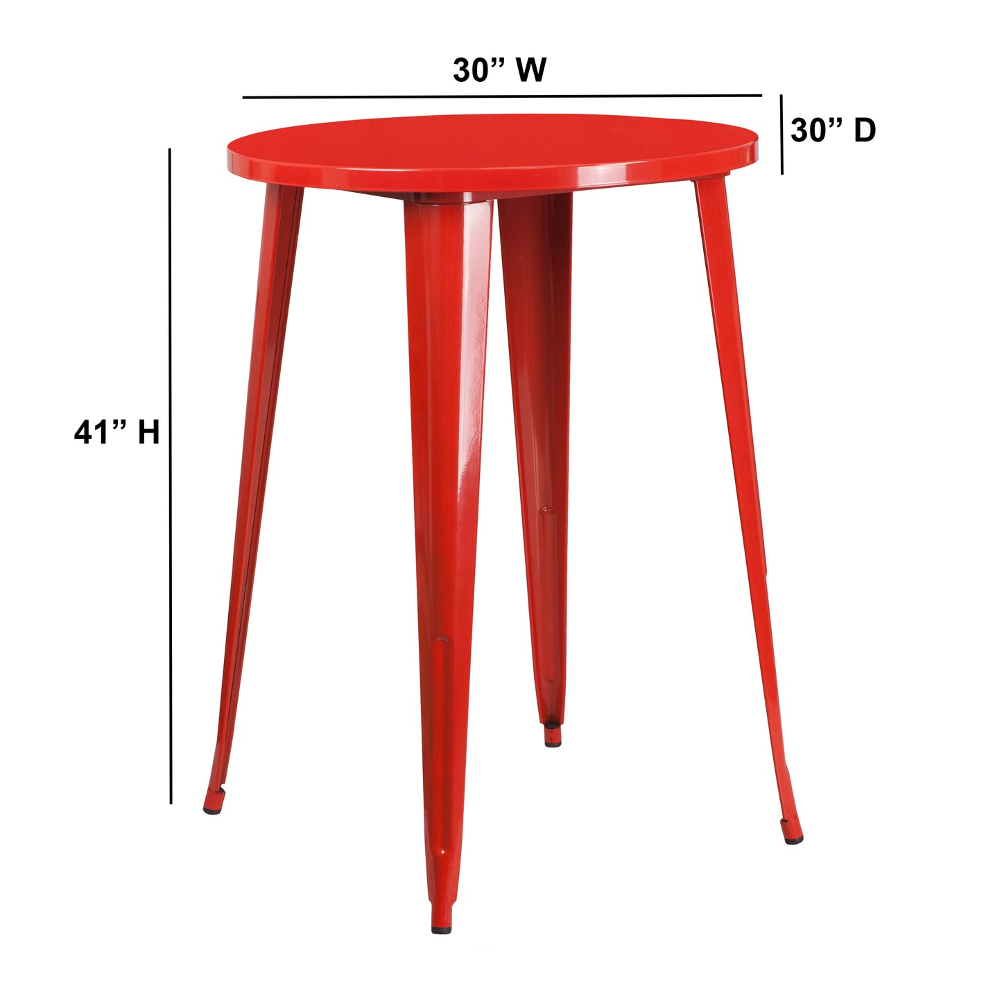 30RD Red Metal Bar Table CH-51090-40-RED-GG