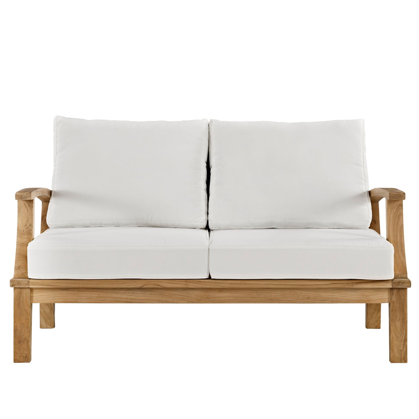 Marina Outdoor Patio Teak Loveseat Natural White EEI-1144-NAT-WHI-SET