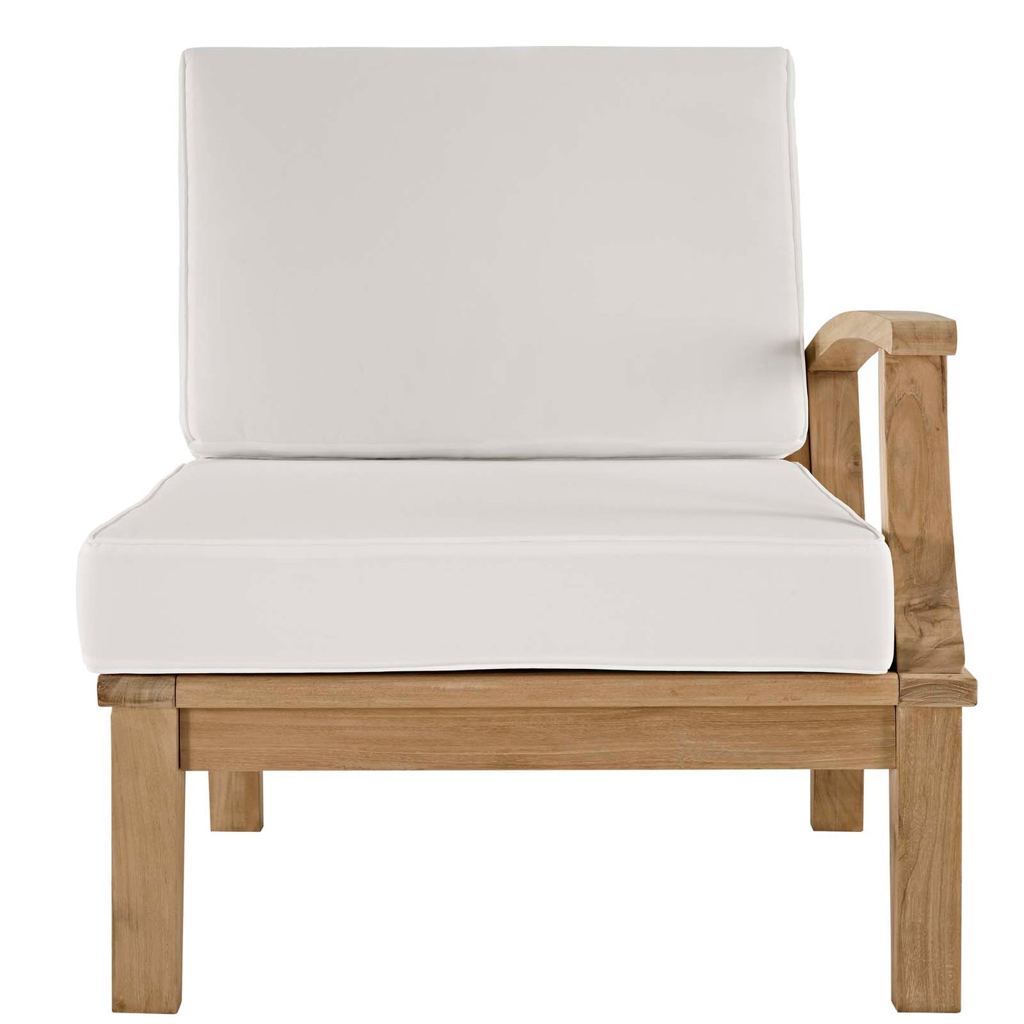 Marina Outdoor Patio Teak Right-Facing Sofa Natural White EEI-1149-NAT-WHI-SET