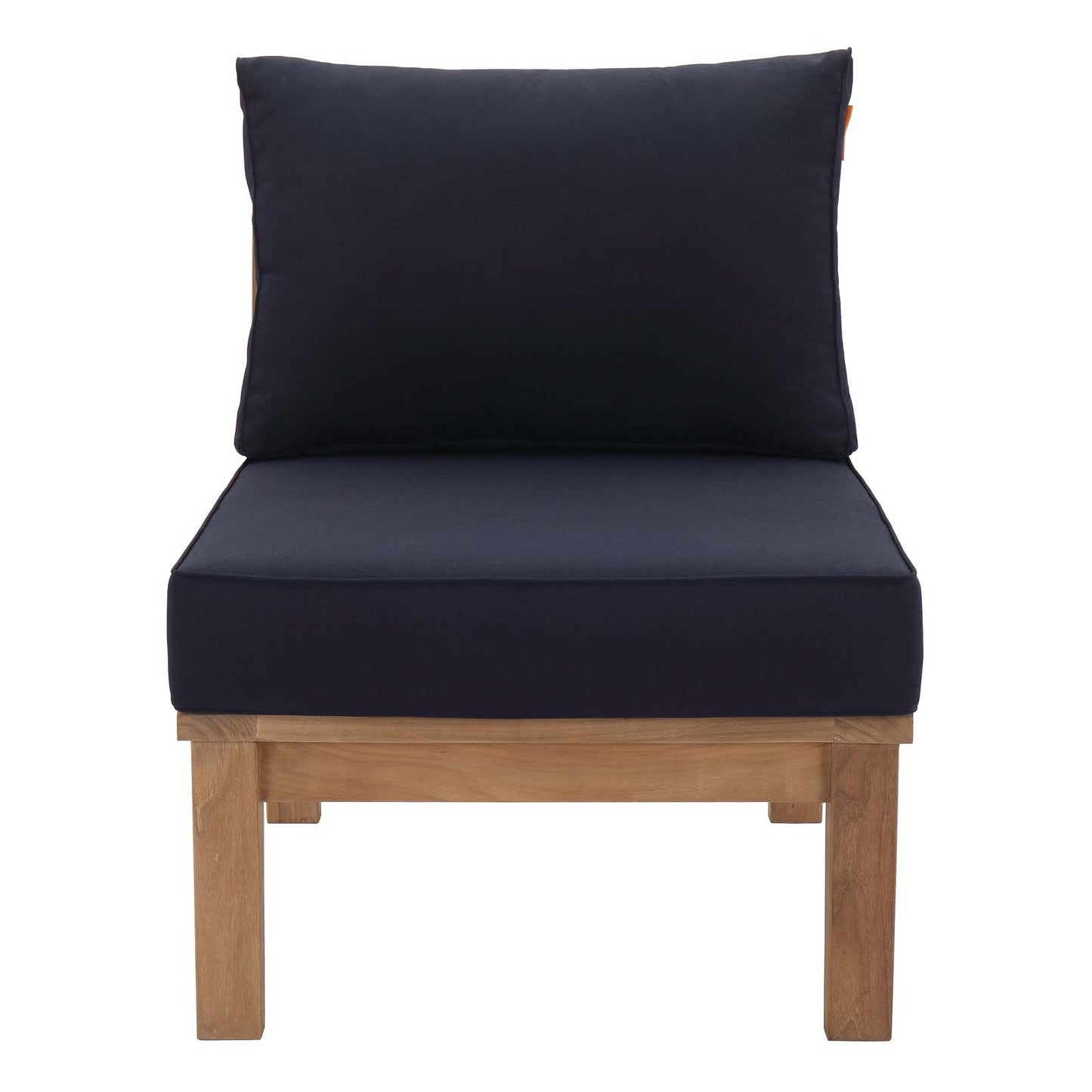 Marina Armless Outdoor Patio Teak Sofa Natural Navy EEI-1150-NAT-NAV-SET