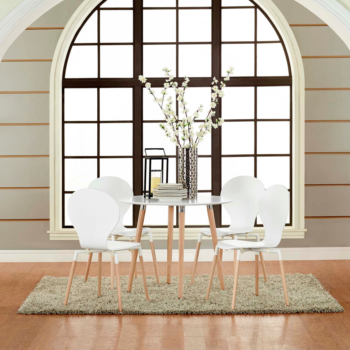 Path Dining Chair Set of 4 White EEI-1369-WHI