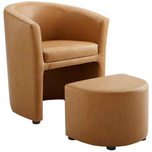 Divulge Armchair and Ottoman Tan EEI-1407-TAN