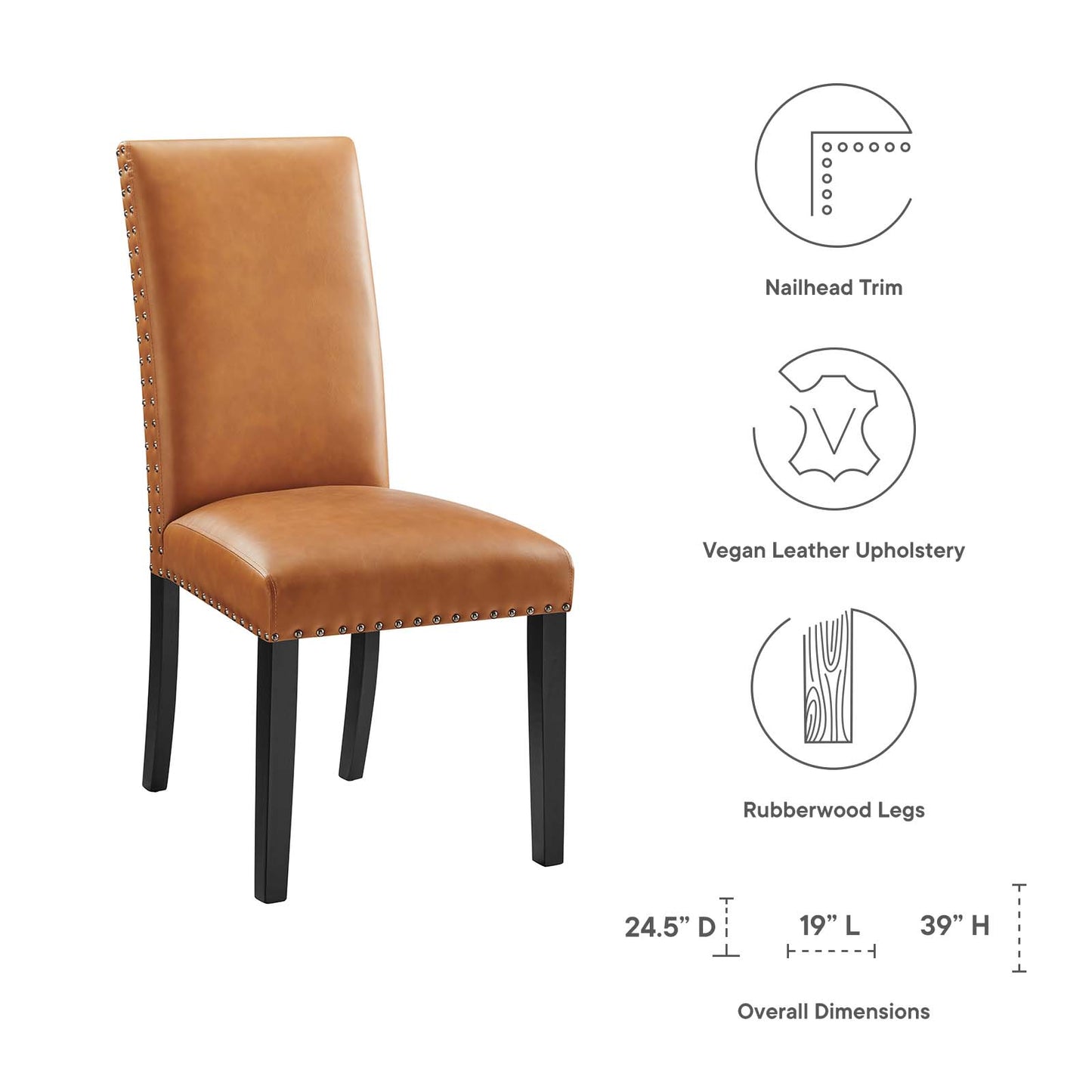 Parcel Dining Faux Leather Side Chair Tan EEI-1491-TAN