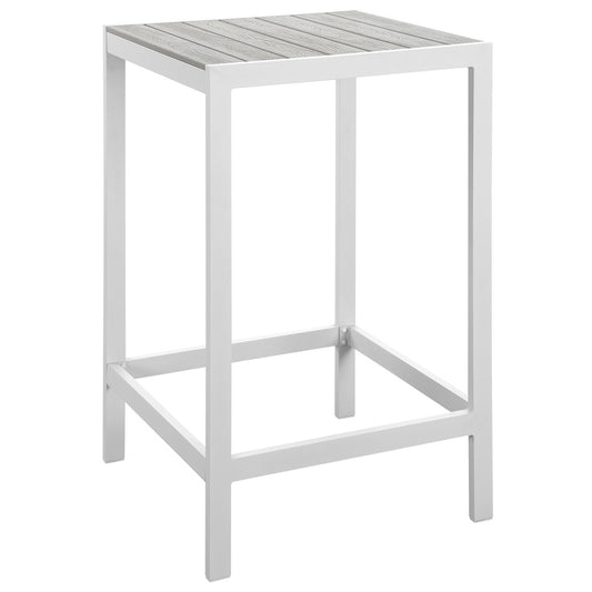 Maine Outdoor Patio Bar Table White Light Gray EEI-1511-WHI-LGR