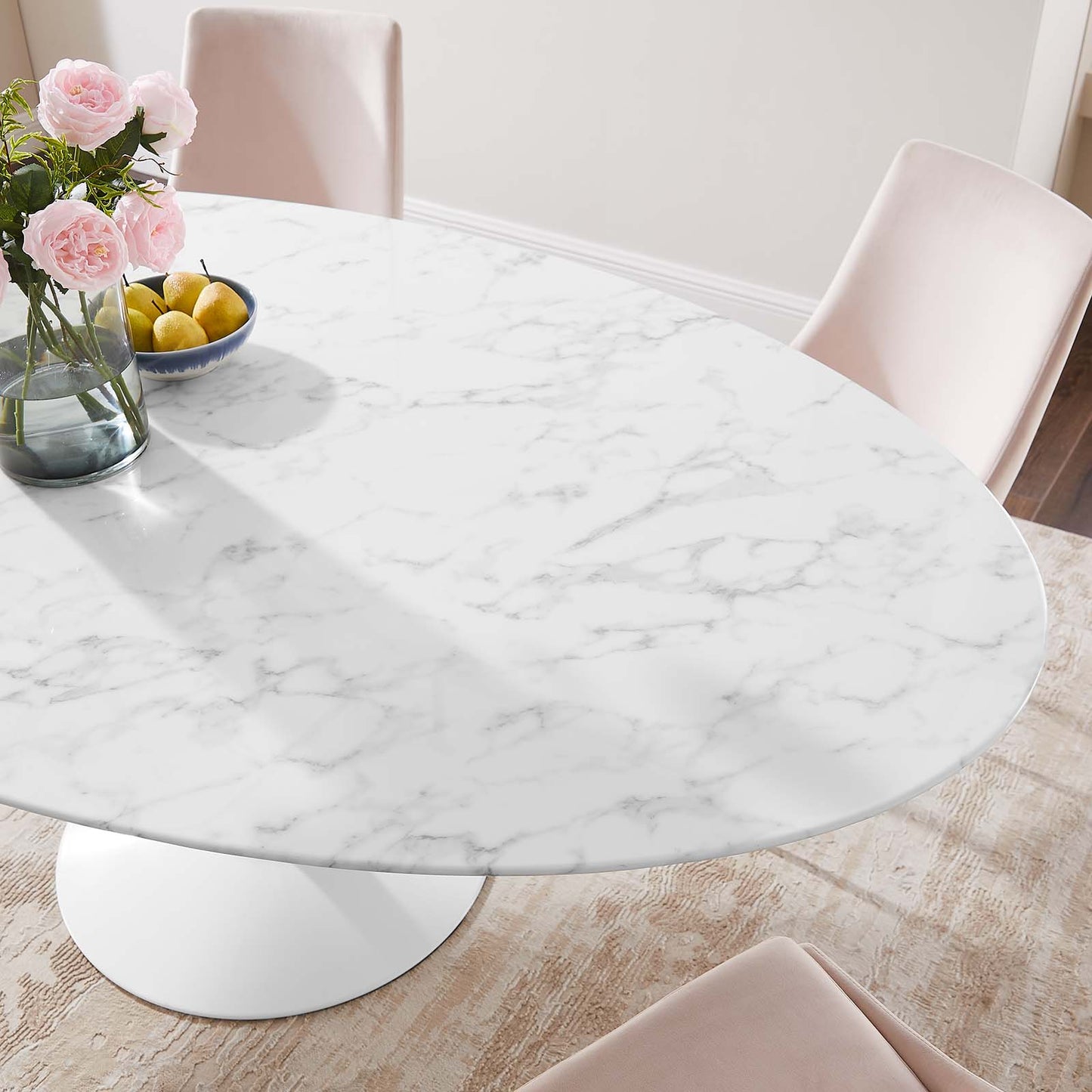 Lippa 78" Oval Artificial Marble and Wood Dining Table