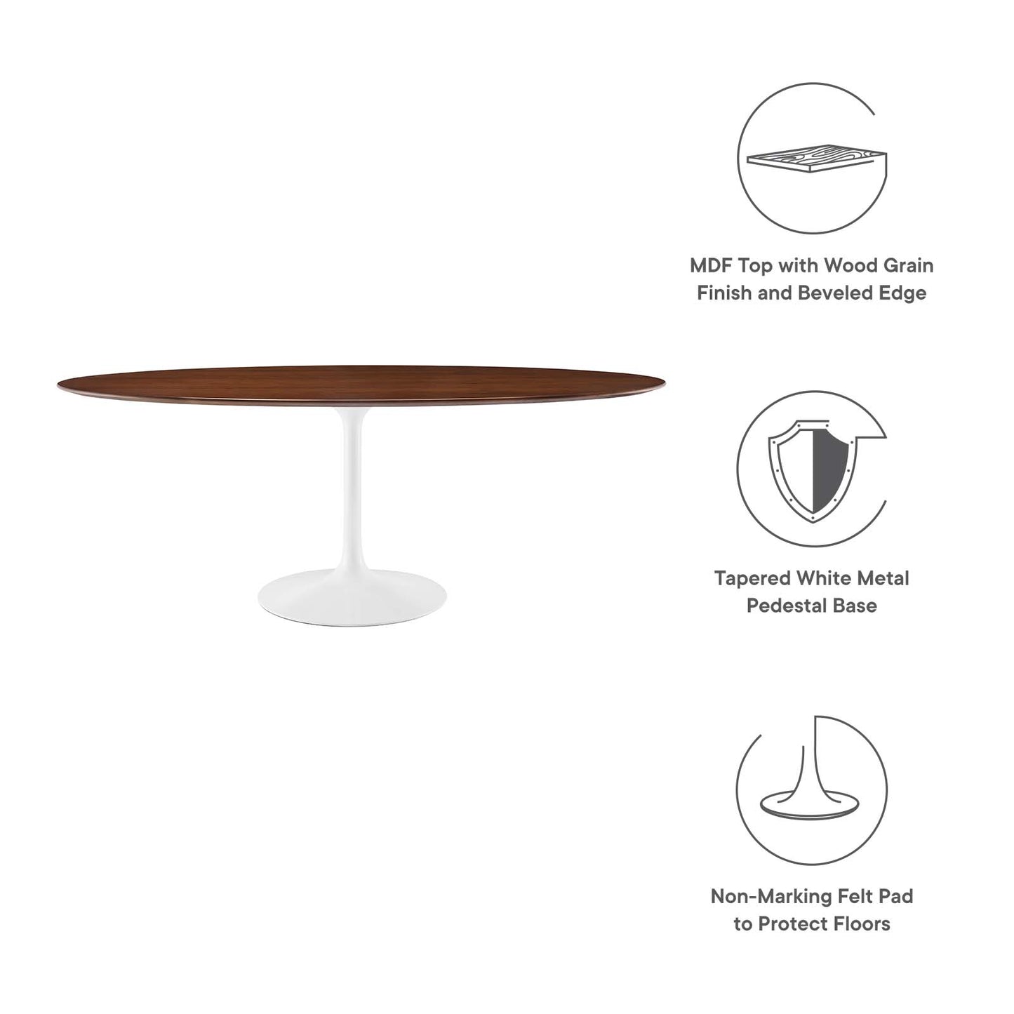 Lippa 78" Oval Artificial Marble and Wood Dining Table