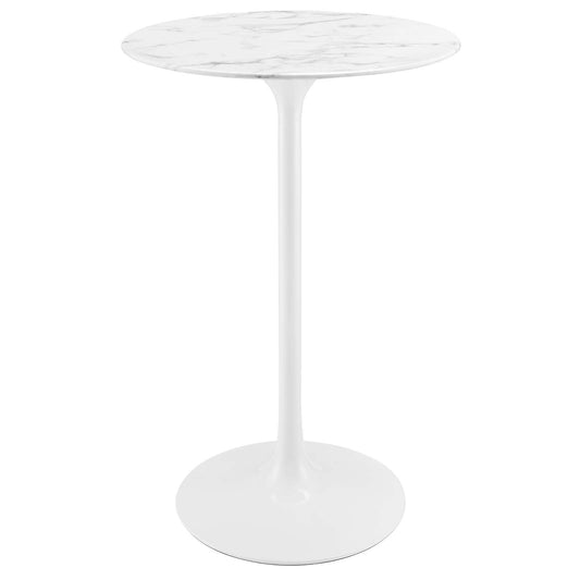 Lippa 28" Round Artificial Marble Bar Table White EEI-1827-WHI