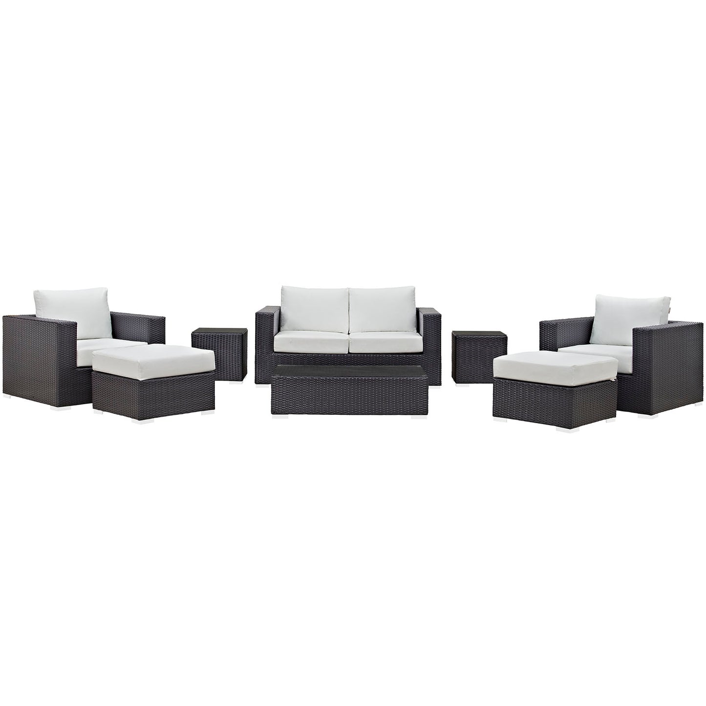 Convene 8 Piece Outdoor Patio Sofa Set Espresso White EEI-2159-EXP-WHI-SET