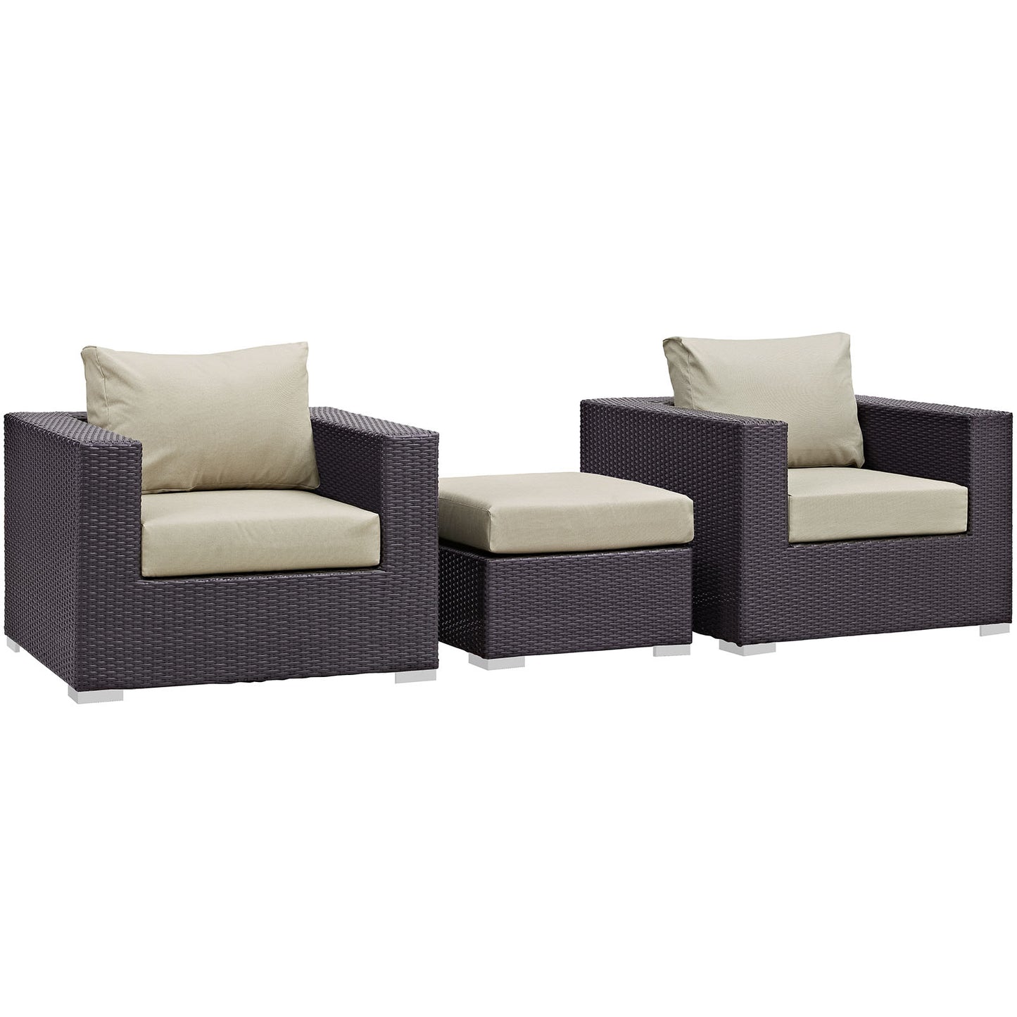 Convene 3 Piece Outdoor Patio Sofa Set Espresso Beige EEI-2174-EXP-BEI-SET