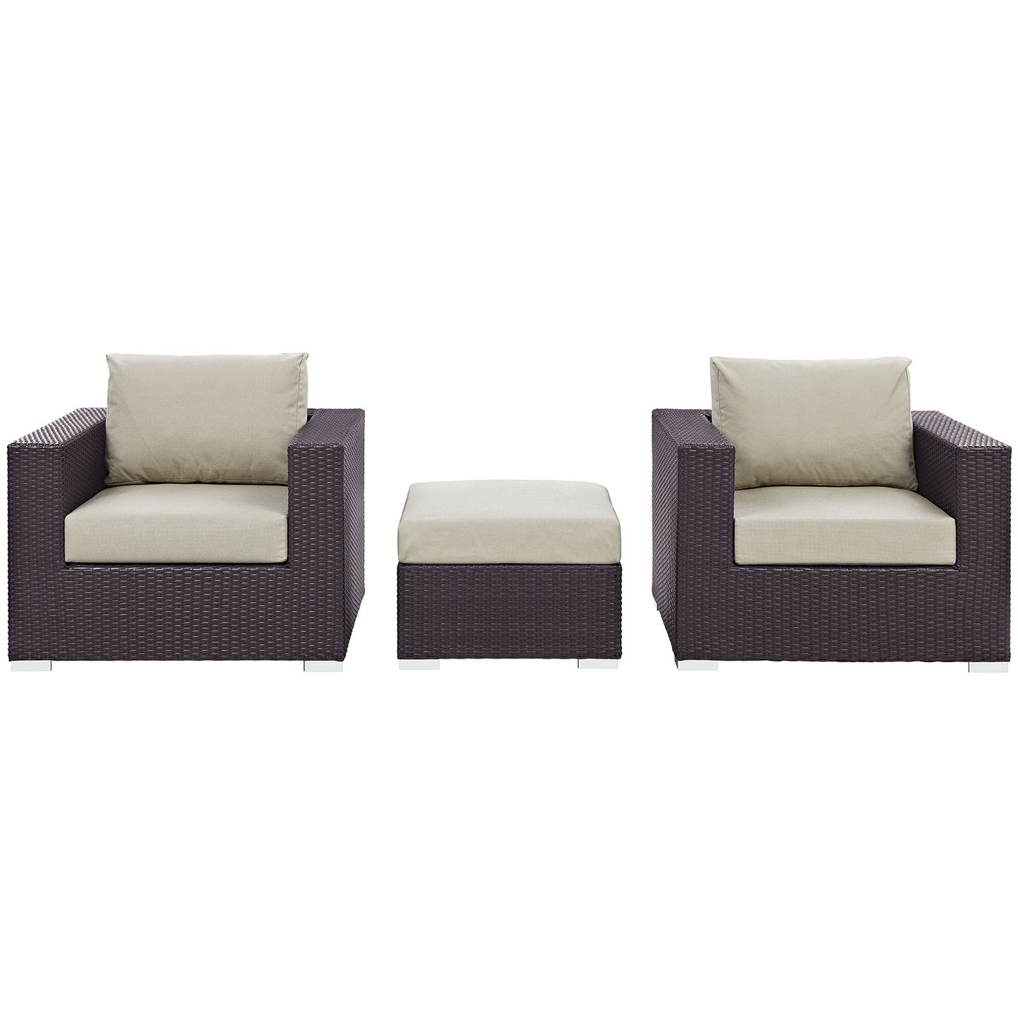 Convene 3 Piece Outdoor Patio Sofa Set Espresso Beige EEI-2174-EXP-BEI-SET