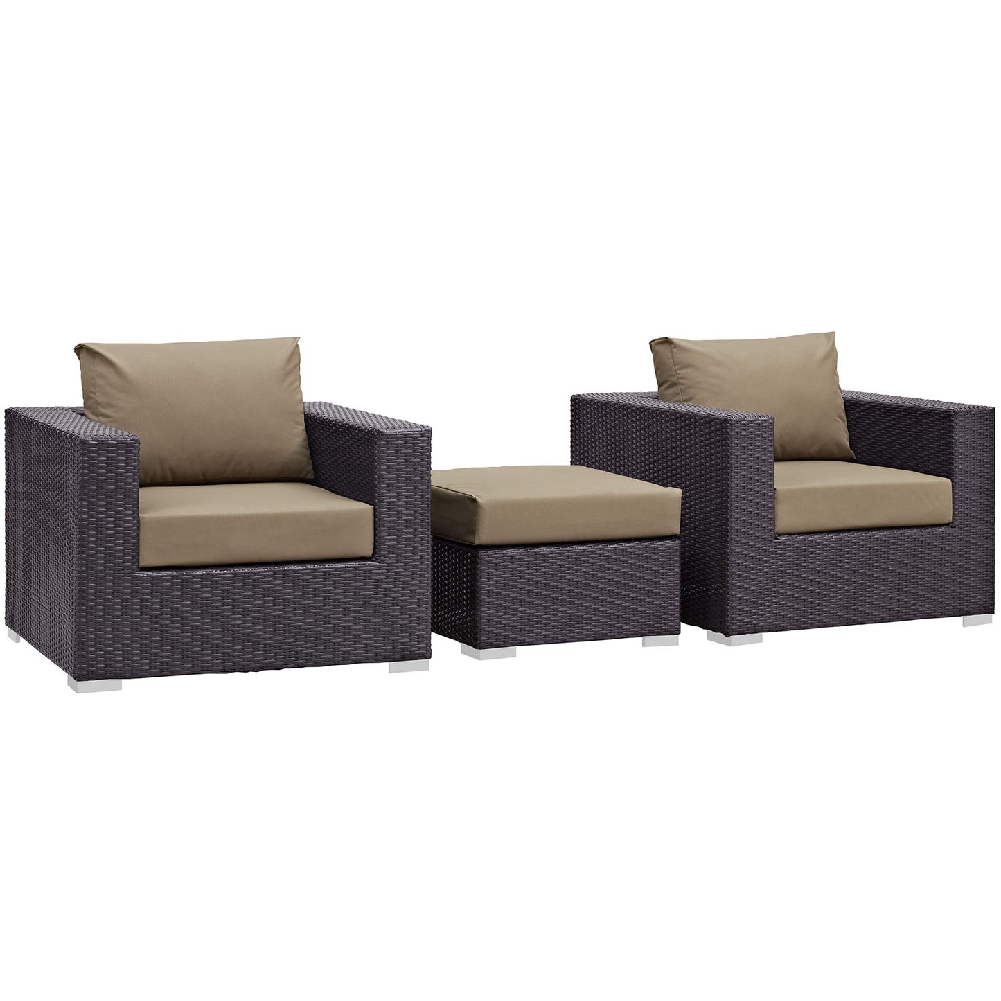 Convene 3 Piece Outdoor Patio Sofa Set Espresso Mocha EEI-2174-EXP-MOC-SET