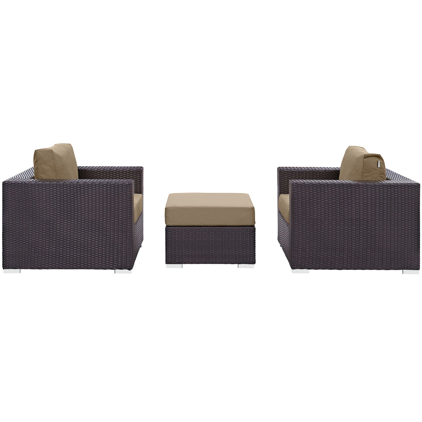 Convene 3 Piece Outdoor Patio Sofa Set Espresso Mocha EEI-2174-EXP-MOC-SET