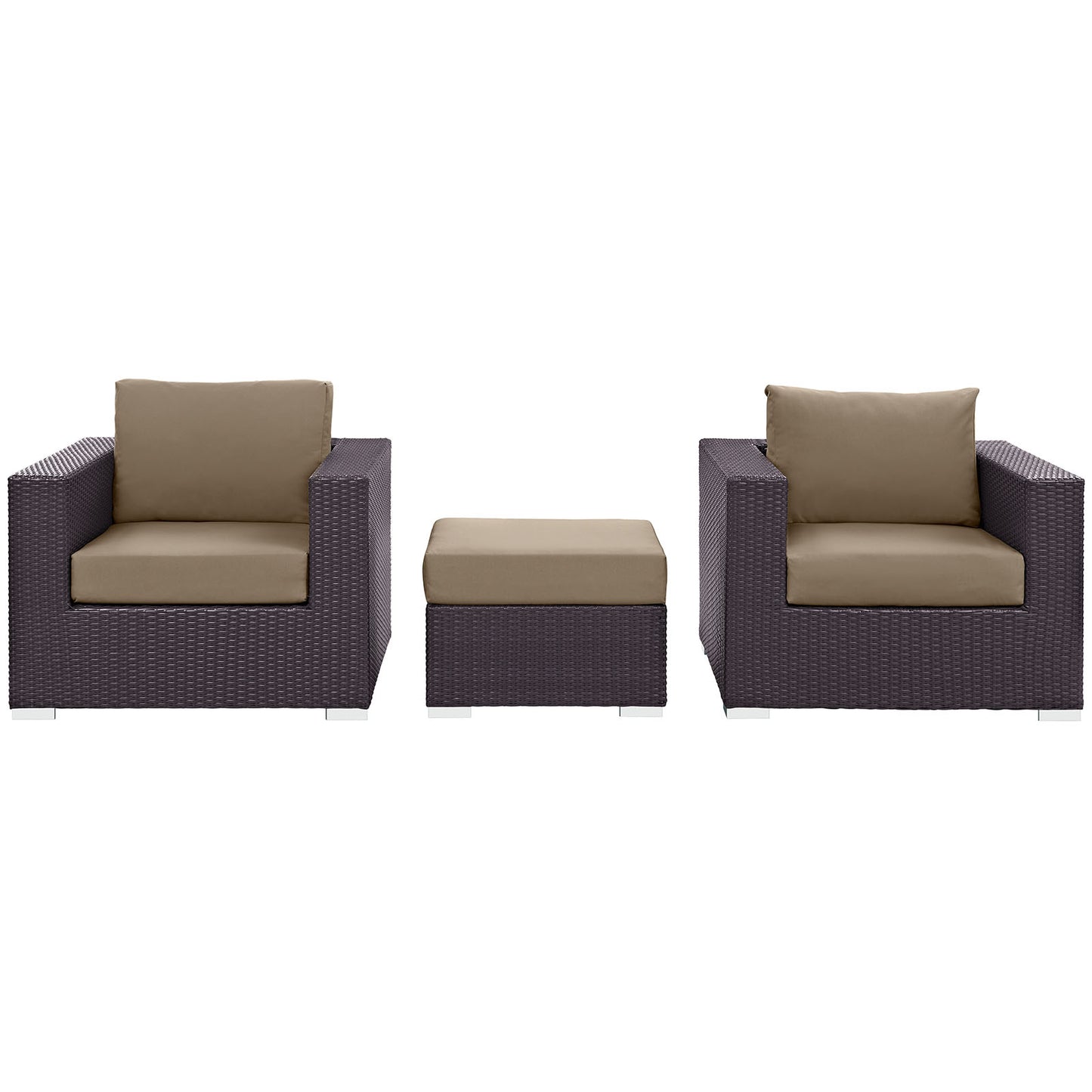 Convene 3 Piece Outdoor Patio Sofa Set Espresso Mocha EEI-2174-EXP-MOC-SET