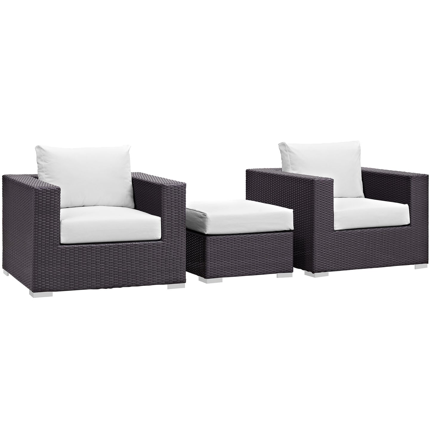 Convene 3 Piece Outdoor Patio Sofa Set Espresso White EEI-2174-EXP-WHI-SET