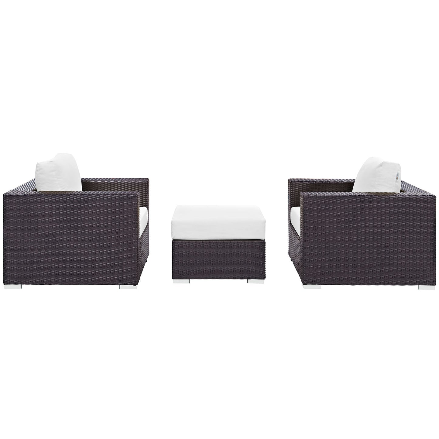 Convene 3 Piece Outdoor Patio Sofa Set Espresso White EEI-2174-EXP-WHI-SET