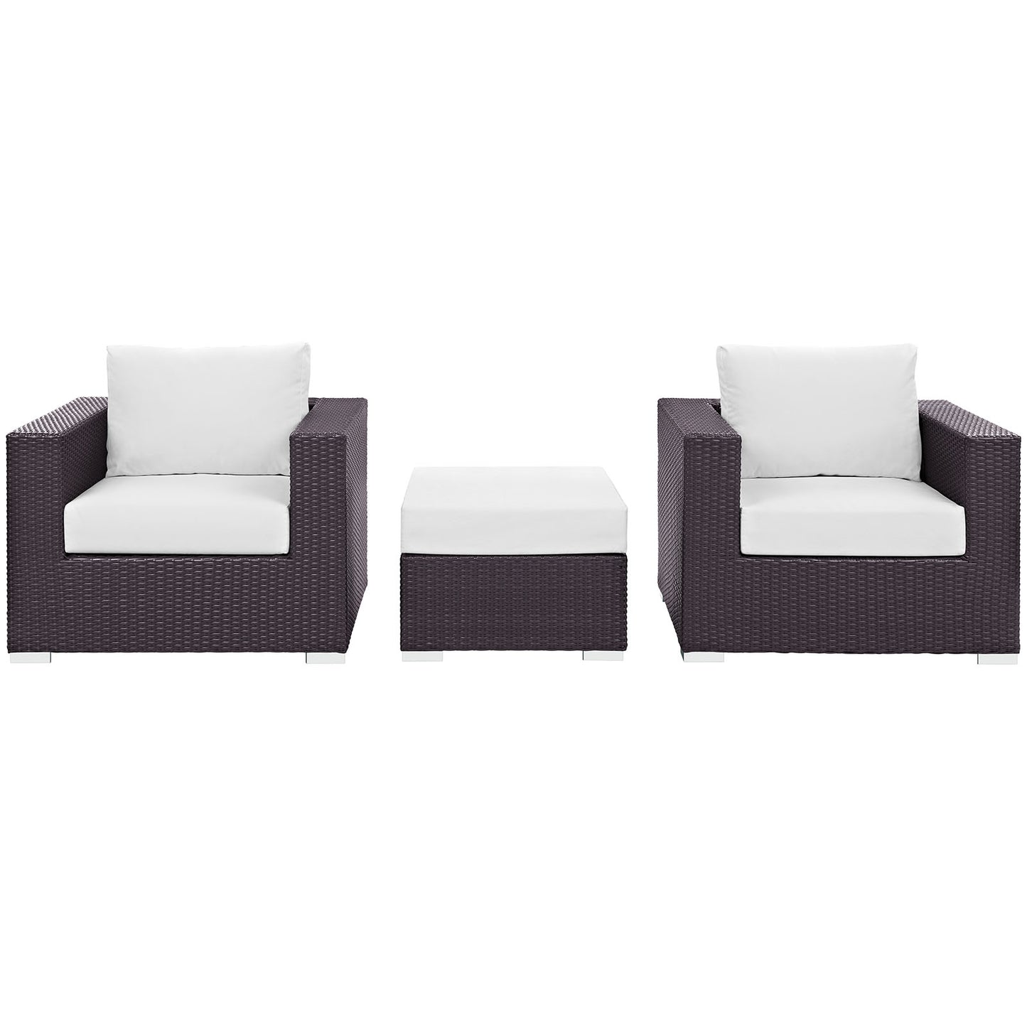 Convene 3 Piece Outdoor Patio Sofa Set Espresso White EEI-2174-EXP-WHI-SET