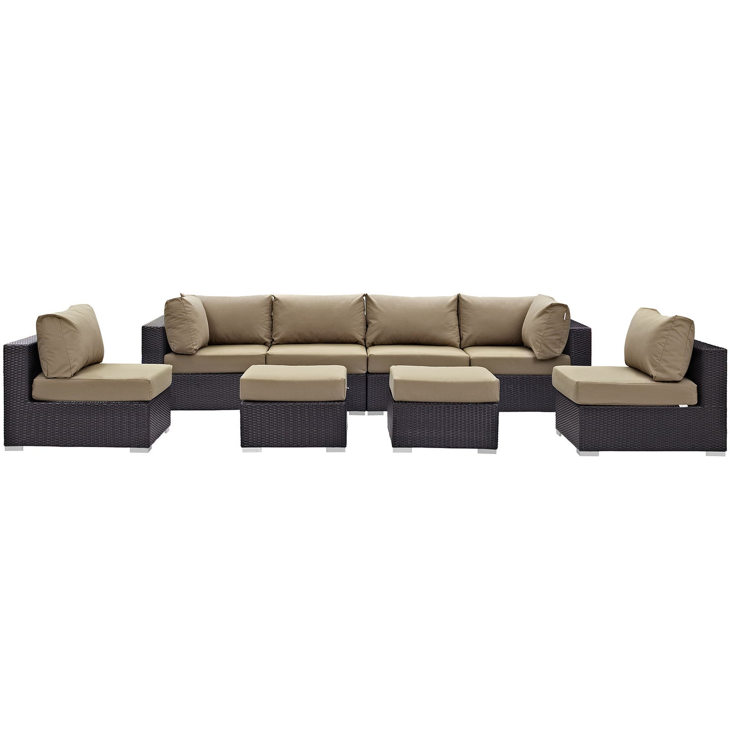 Convene 8 Piece Outdoor Patio Sectional Set Espresso Mocha EEI-2204-EXP-MOC-SET