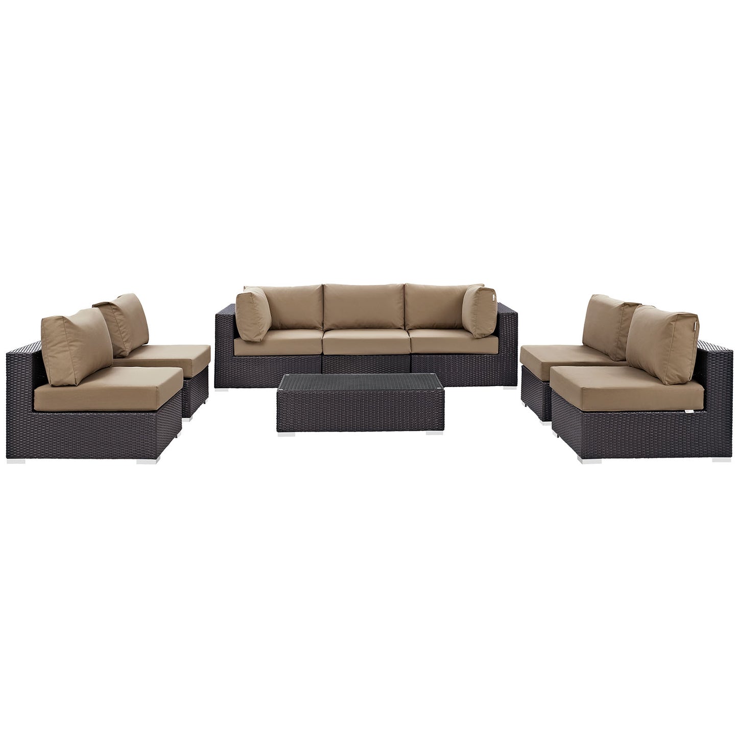 Convene 8 Piece Outdoor Patio Sectional Set Espresso Mocha EEI-2205-EXP-MOC-SET