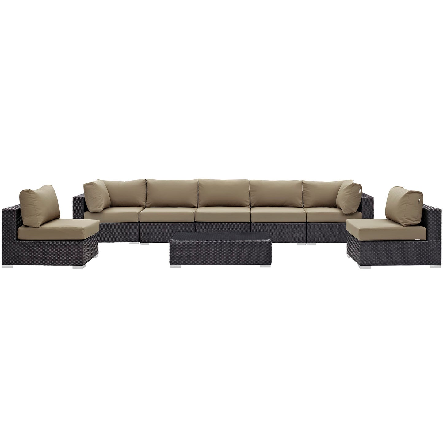 Convene 8 Piece Outdoor Patio Sectional Set Espresso Mocha EEI-2205-EXP-MOC-SET