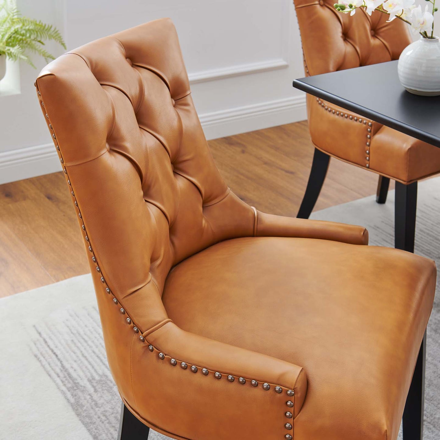 Regent Tufted Vegan Leather Dining Chair Set of 2