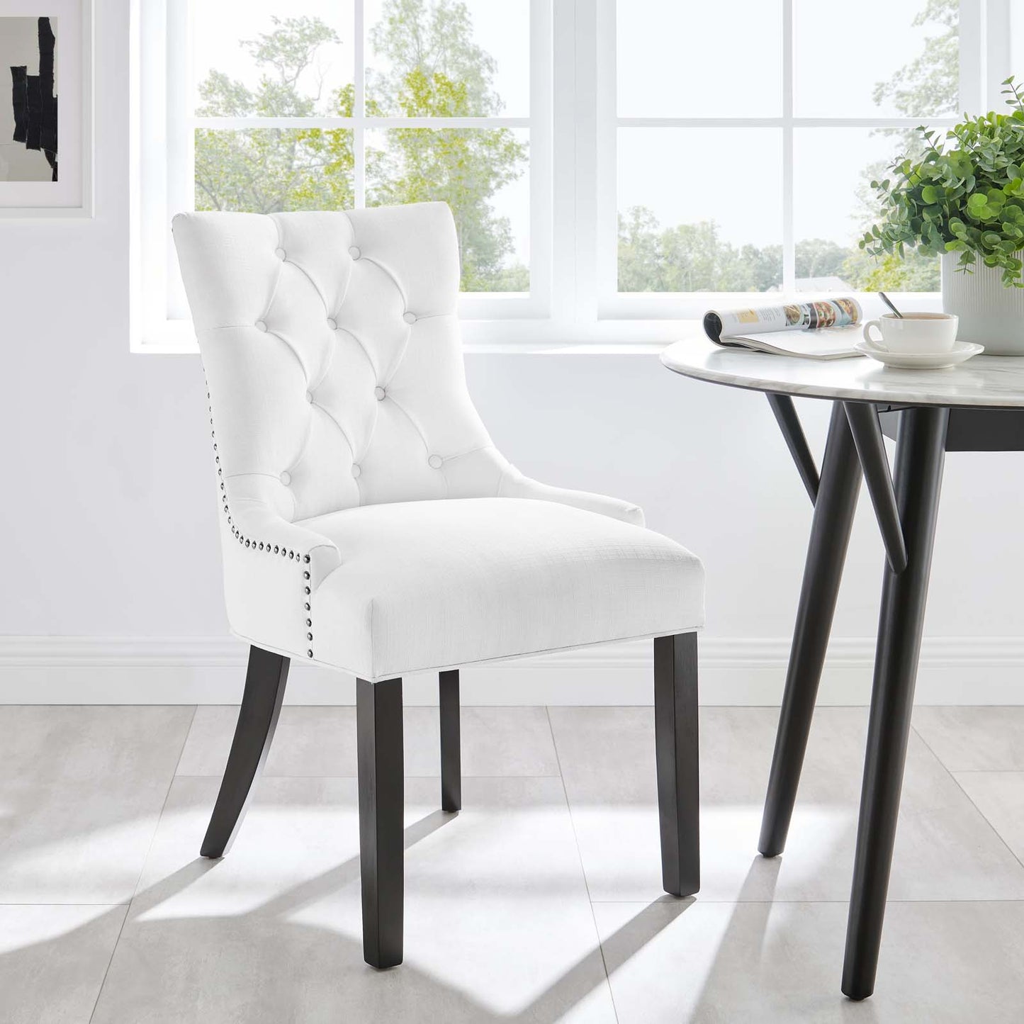 Regent Tufted Fabric Dining Chair White EEI-2223-WHI