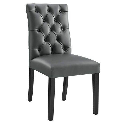 Duchess Button Tufted Vegan Leather and Vinyl Dining Chair Set of 2