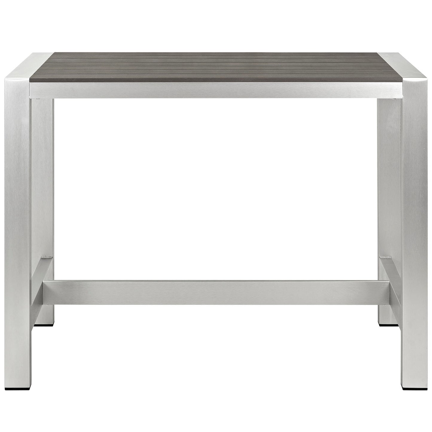 Shore Outdoor Patio Aluminum Rectangle Bar Table Silver Gray EEI-2253-SLV-GRY