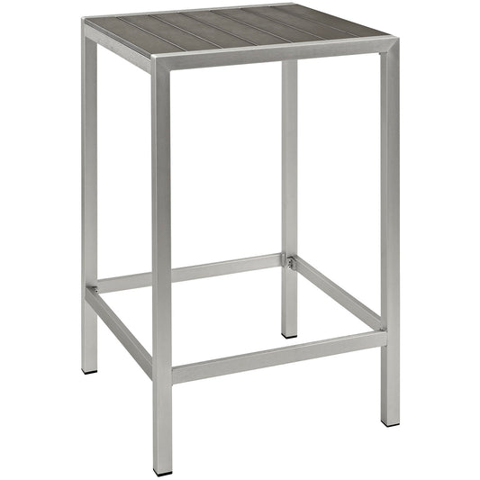 Shore Outdoor Patio Aluminum Bar Table Silver Gray EEI-2256-SLV-GRY