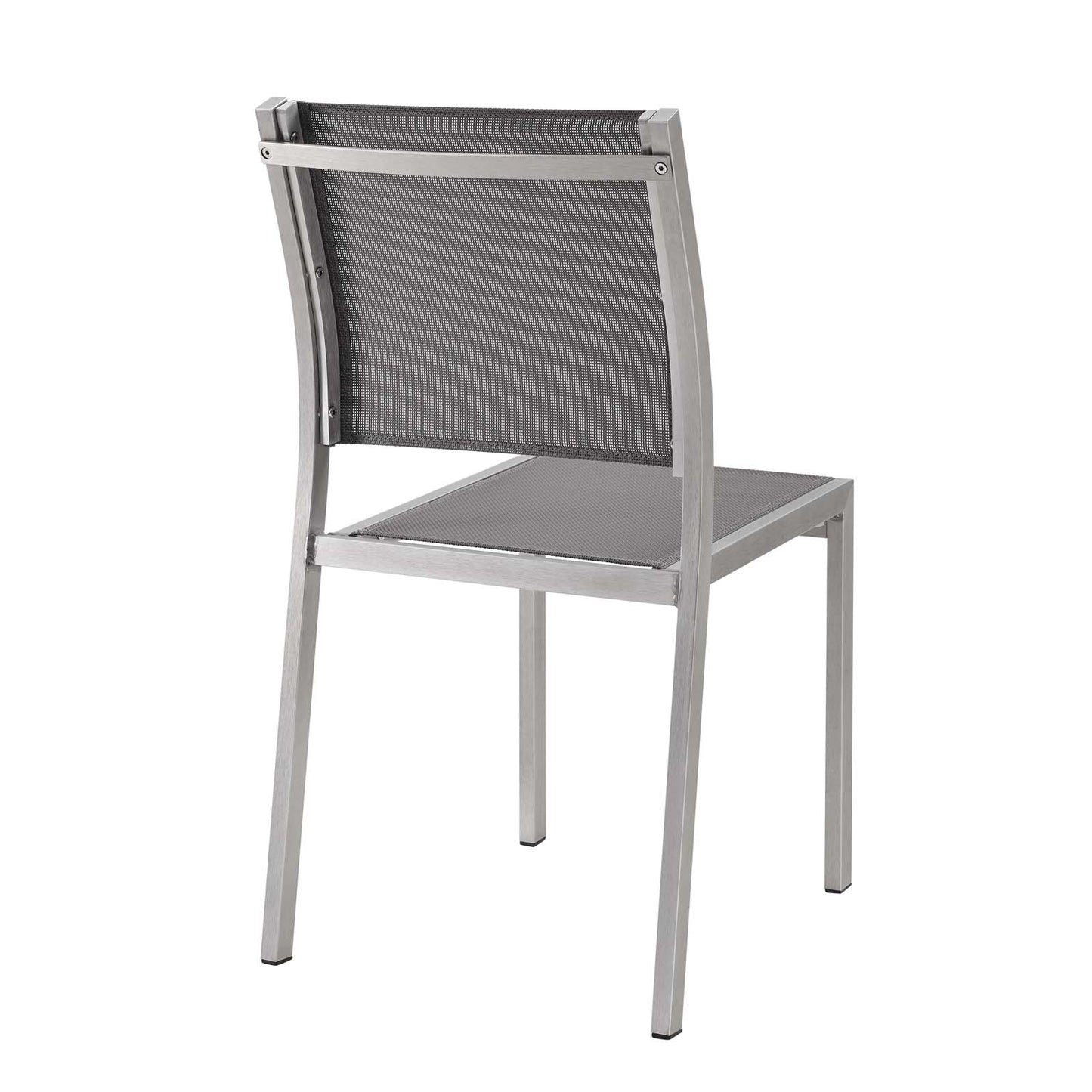 Shore Outdoor Patio Aluminum Side Chair Silver Gray EEI-2259-SLV-GRY