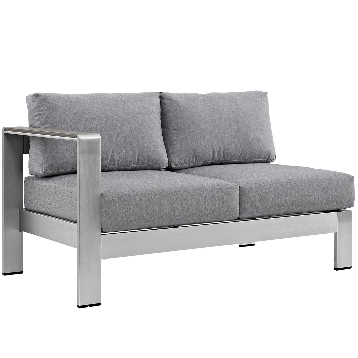 Shore 5 Piece Outdoor Patio Aluminum Sectional Sofa Set Silver Gray EEI-2557-SLV-GRY