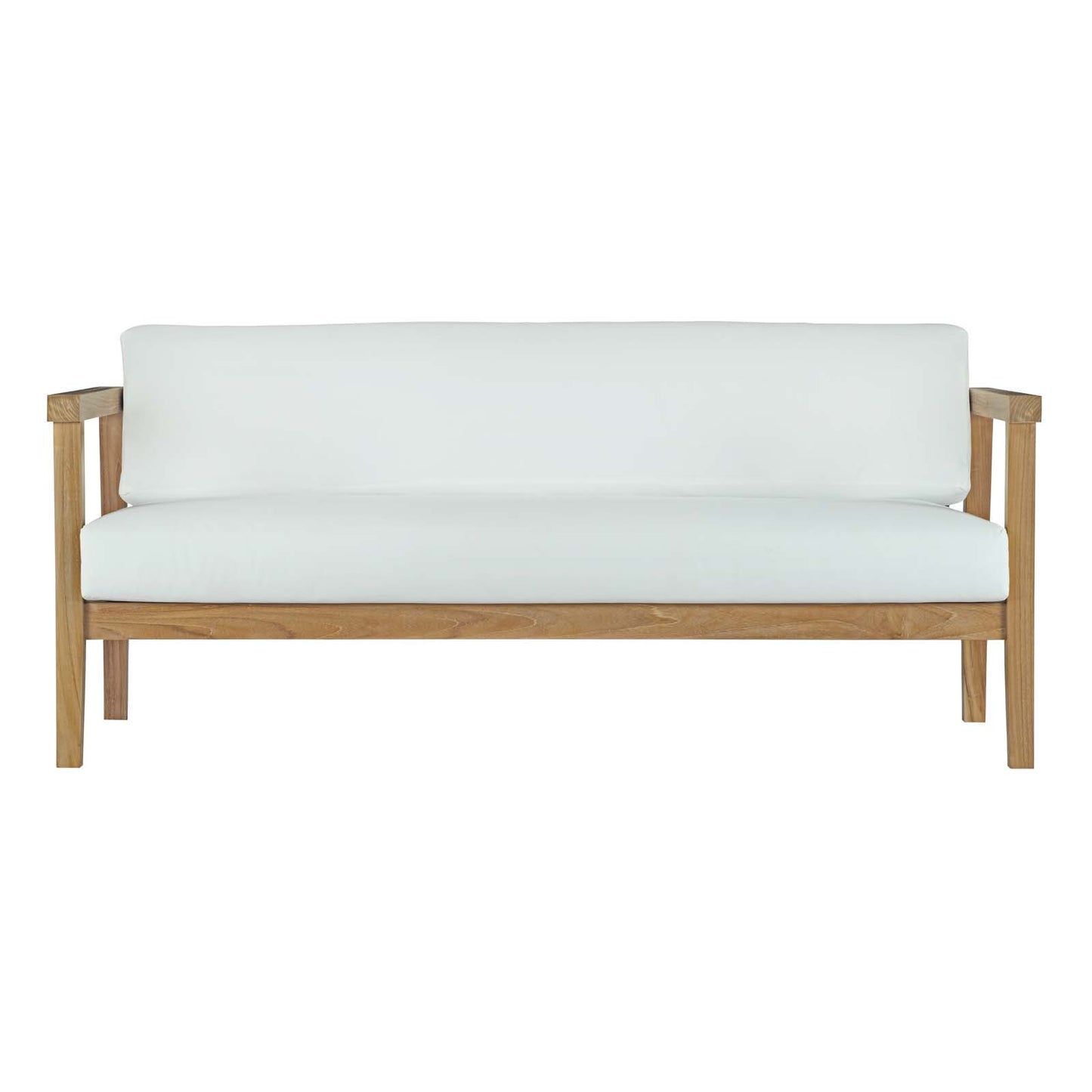 Bayport Outdoor Patio Teak Sofa Natural White EEI-2696-NAT-WHI