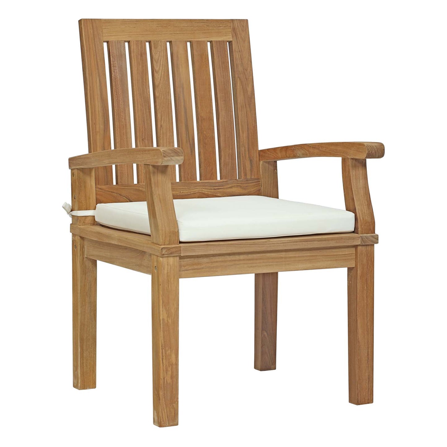 Marina Outdoor Patio Teak Dining Chair Natural White EEI-2701-NAT-WHI