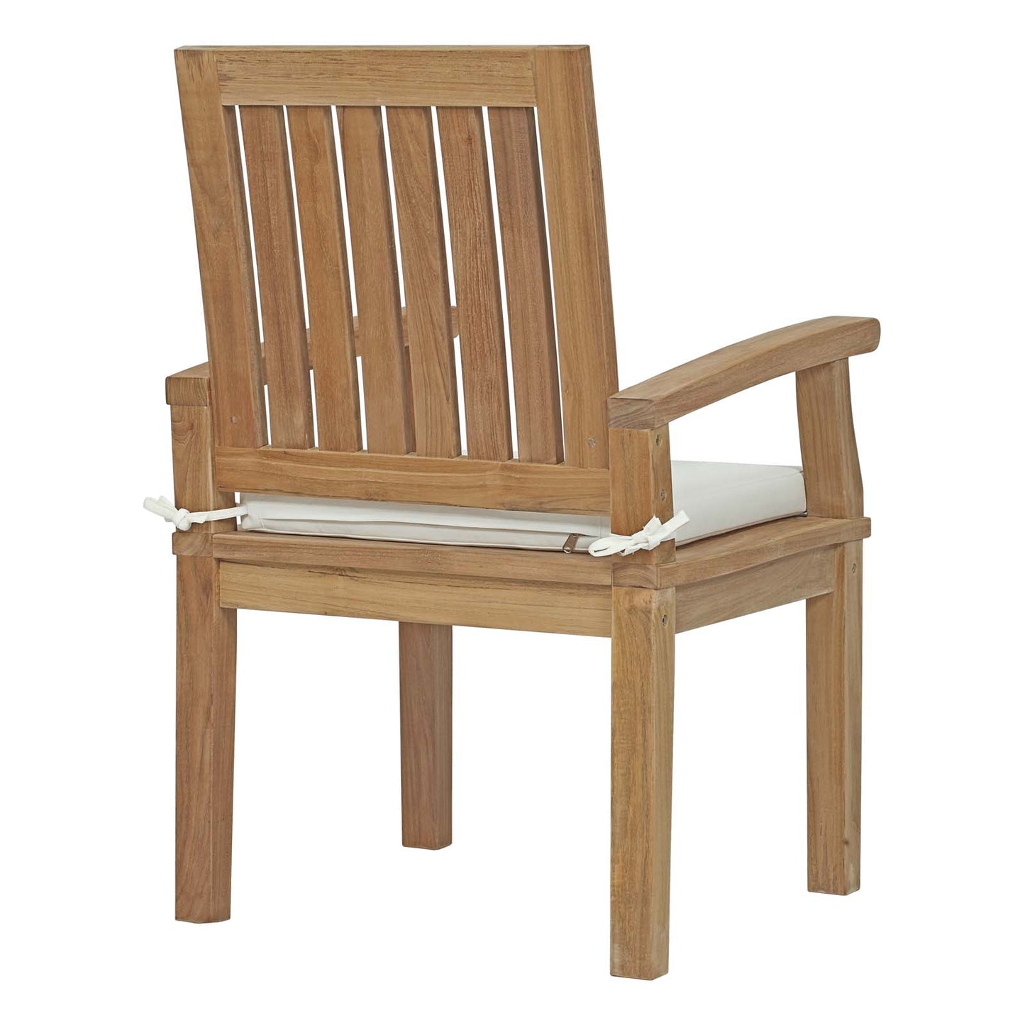 Marina Outdoor Patio Teak Dining Chair Natural White EEI-2701-NAT-WHI