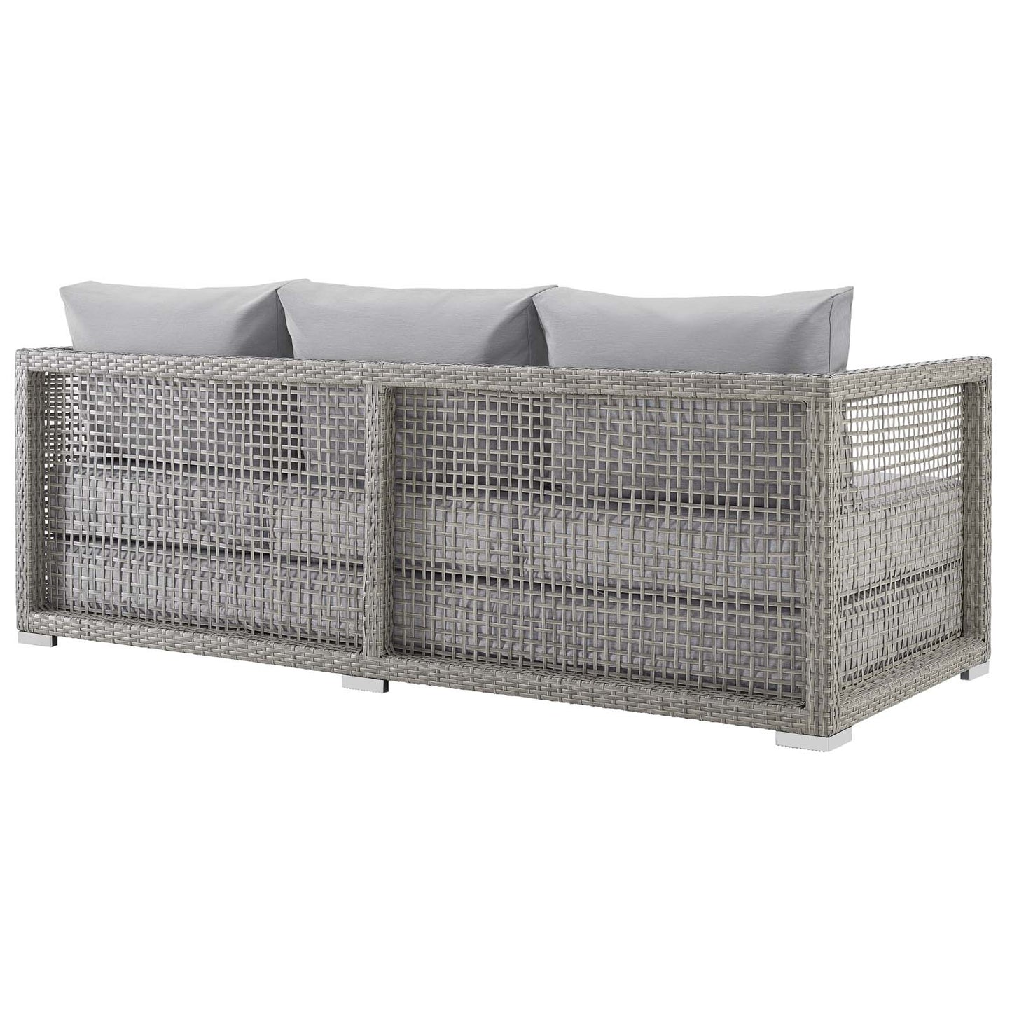 Aura Outdoor Patio Wicker Rattan Sofa Gray Gray EEI-2923-GRY-GRY