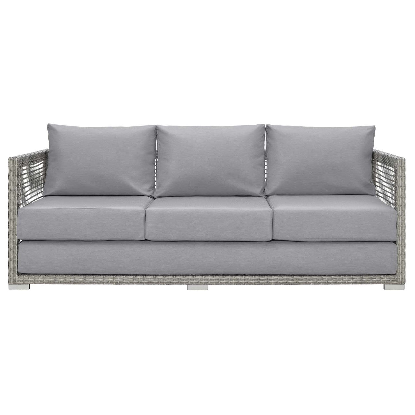 Aura Outdoor Patio Wicker Rattan Sofa Gray Gray EEI-2923-GRY-GRY