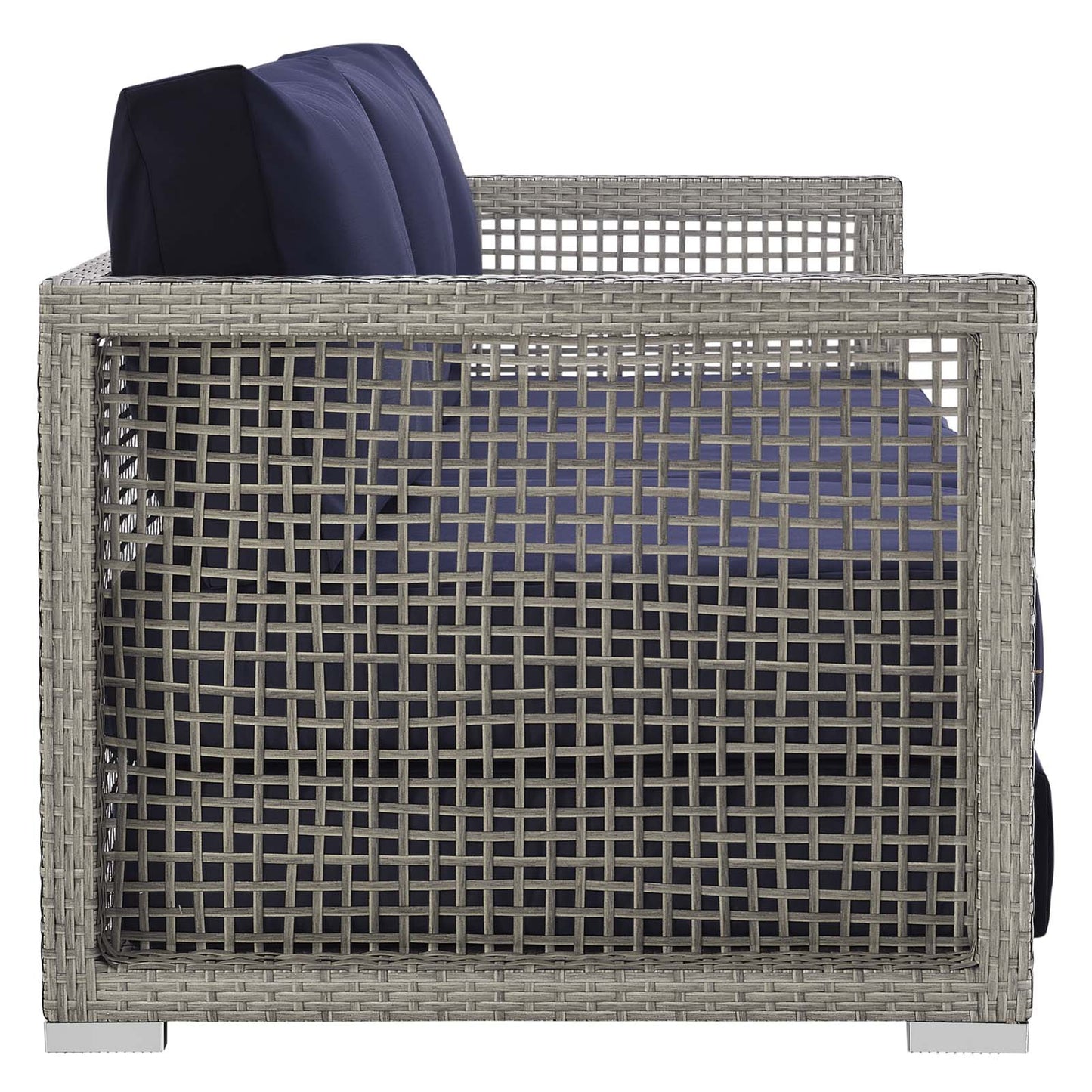 Aura Outdoor Patio Wicker Rattan Sofa Gray Navy EEI-2923-GRY-NAV