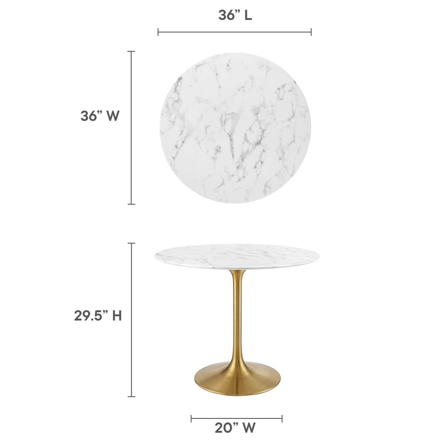 Lippa 36" Artificial Marble and Wood Dining Table Collection