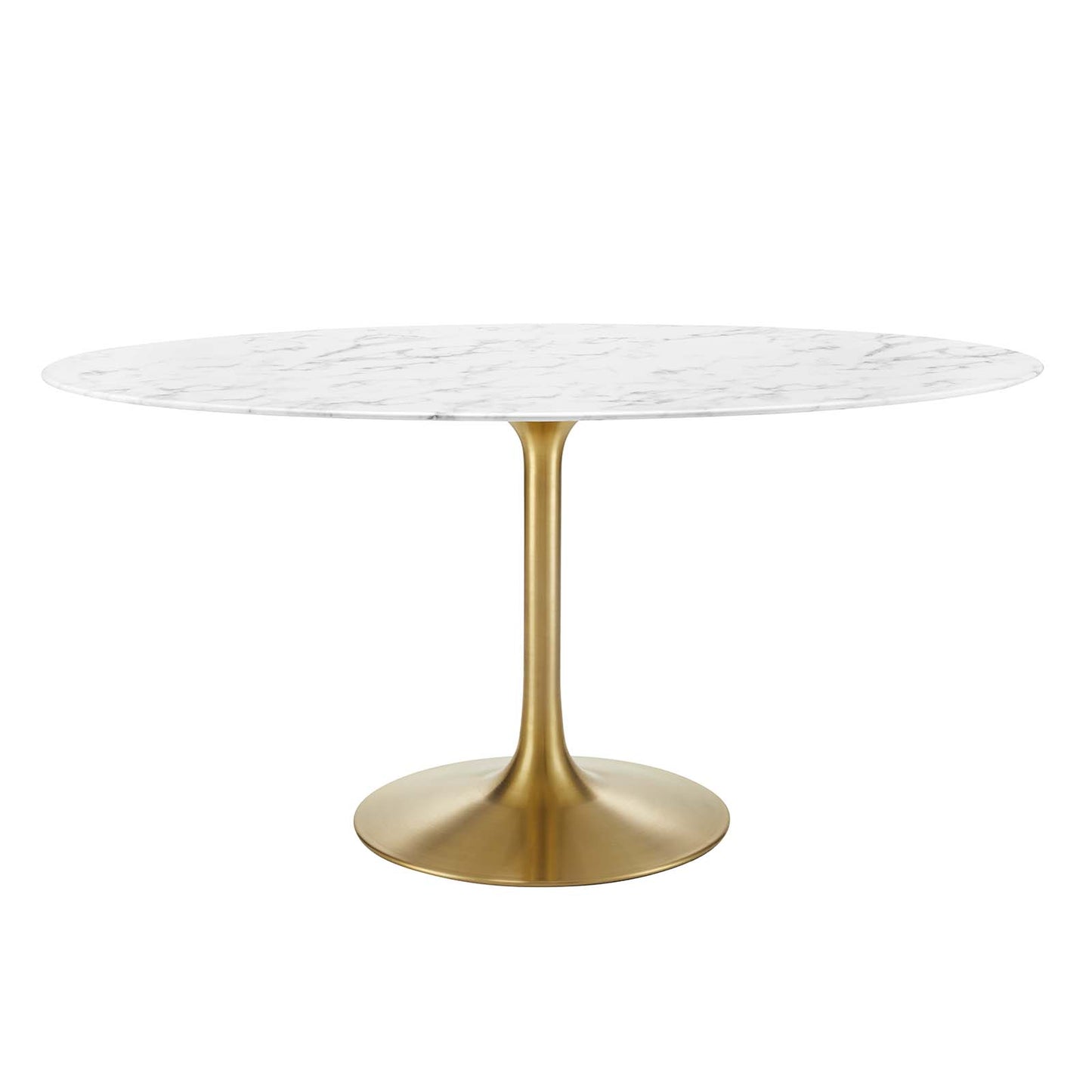 Lippa 60" Oval Dining Table with Gold Base and Artificial Marble or Wood Options