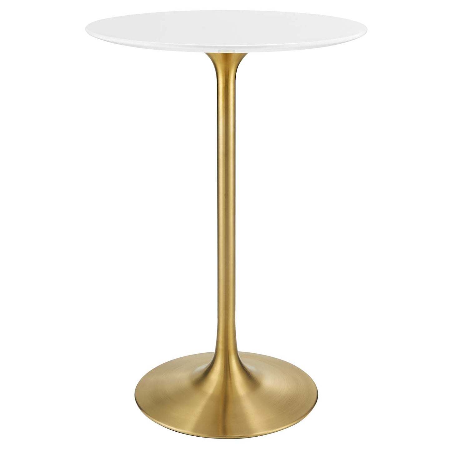 Lippa 28" Round Wood Top Bar Table Gold White EEI-3262-GLD-WHI