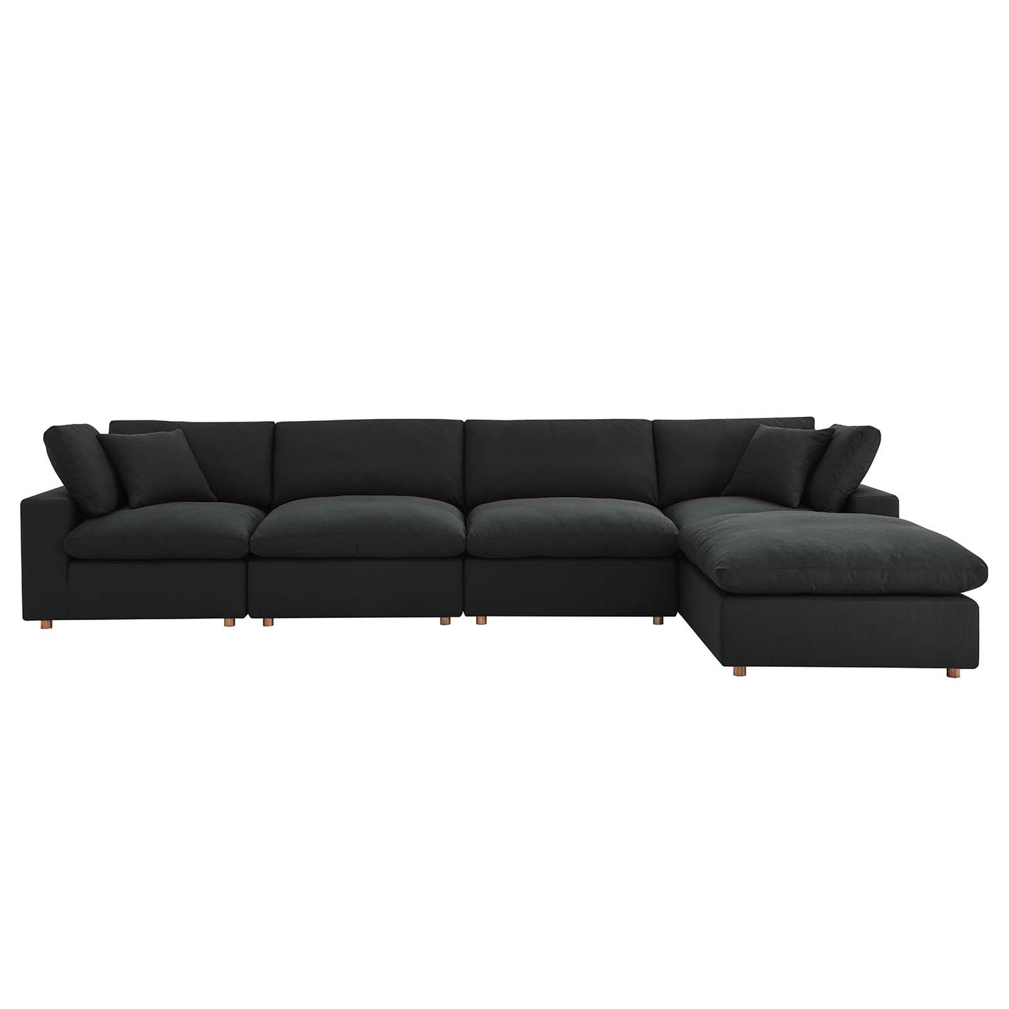 Commix Down Filled Overstuffed 5 Piece Sectional Sofa Set Black EEI-3358-BLK