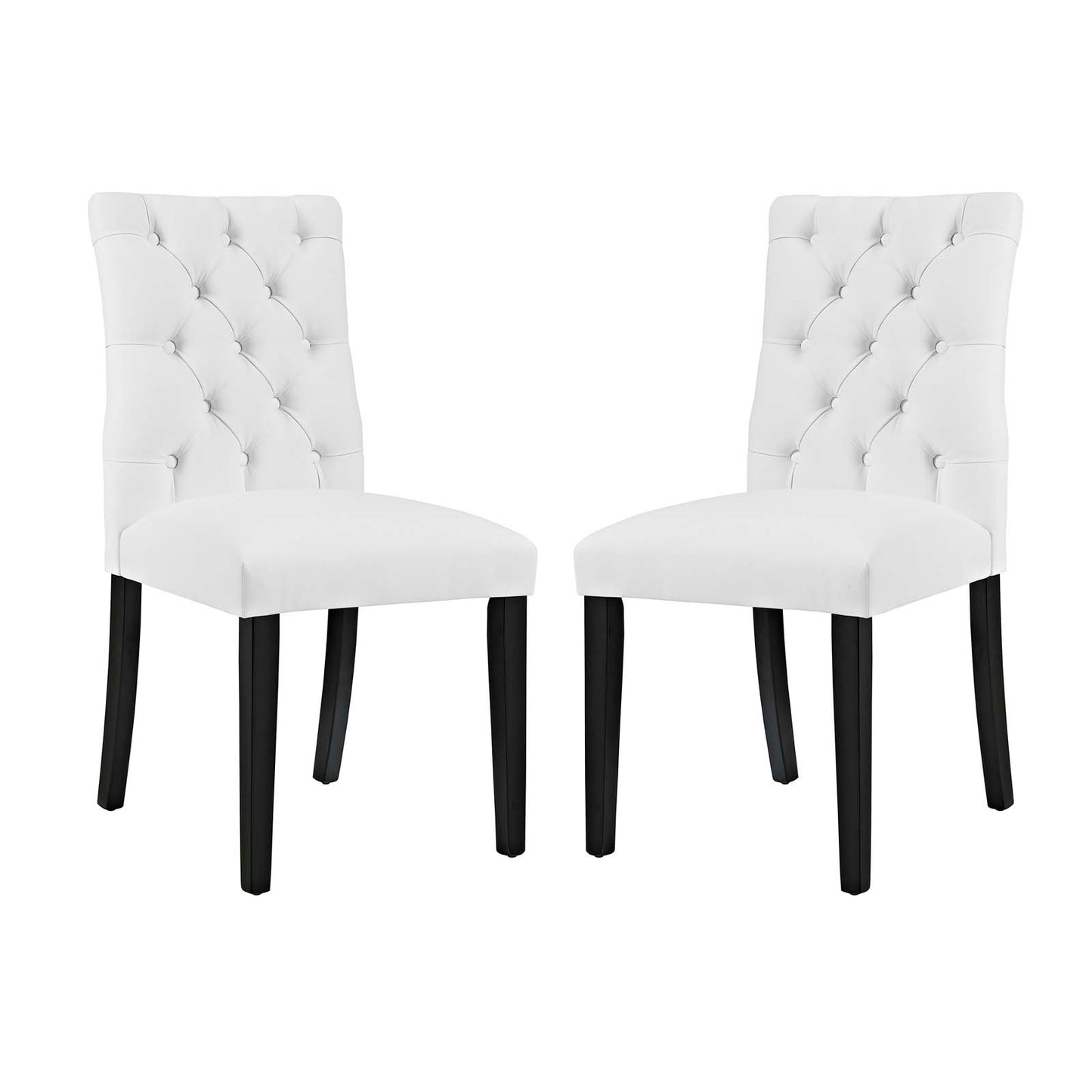 Duchess Button Tufted Vegan Leather and Vinyl Dining Chair Set of 2