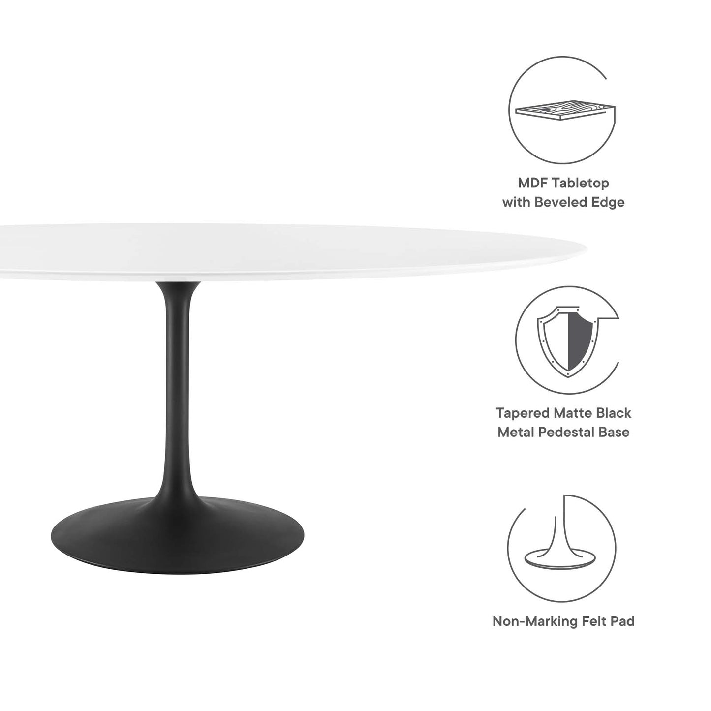 Lippa 78" Oval Artificial Marble and Wood Dining Table